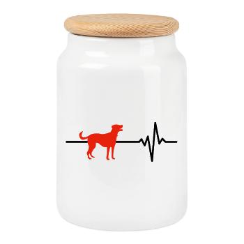Le chien est mon battement de cœur, amoureux des chiens, les chiens - Boîte à biscuits avec couvercle en bois - blanc - Devant
