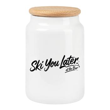 Ski You Later At The Bar - Cookie Jar with Wooden Lid - white - Front