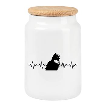 Ragdoll Katze EKG Herzschlag - Keksdose mit Holzdeckel - Weiß - Vorne