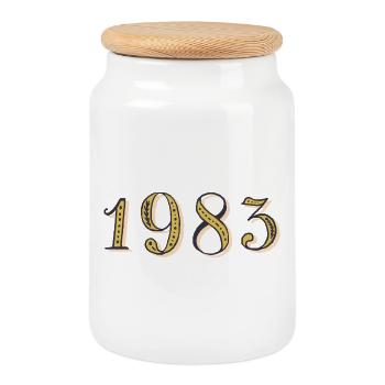 Cadeau d’anniversaire 1983 Vintage 1983  - Boîte à biscuits avec couvercle en bois - blanc - Devant