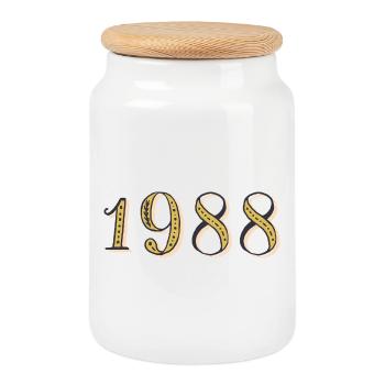 1988 Vintage 1988 Birthday Gift - Cookie Jar with Wooden Lid - white - Front