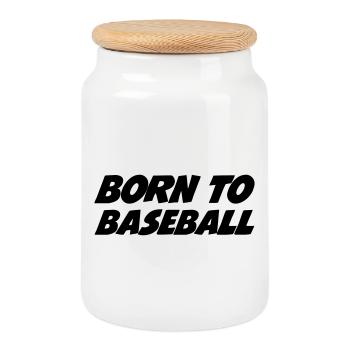 Geboren im Baseball - Keksdose mit Holzdeckel - Weiß - Vorne