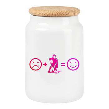 Floorball Motiv mit Wiedererkennungswert - Keksdose mit Holzdeckel - Weiß - Vorne