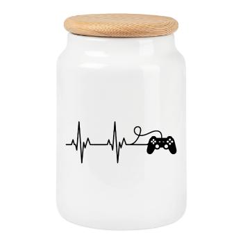 Manette de jeu Heartbeat - Boîte à biscuits avec couvercle en bois - blanc - Devant