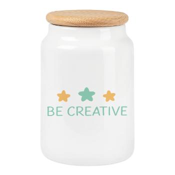 Werden Sie kreativ: Pastel Stars - Keksdose mit Holzdeckel - Weiß - Vorne