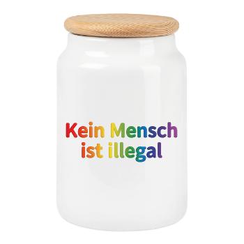 Personne n’est illégal arc-en-ciel - Boîte à biscuits avec couvercle en bois - blanc - Devant