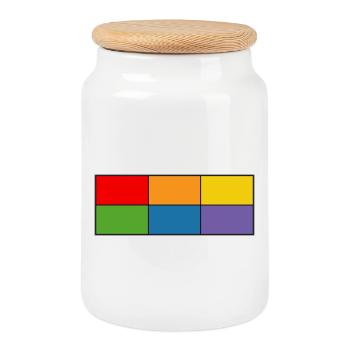 LGBT_Regenbogen_Farbblock grid - Cookie Jar with Wooden Lid - white - Front
