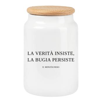 la_verita_insiste_la_bugia_persiste - Cookie Jar with Wooden Lid - white - Front