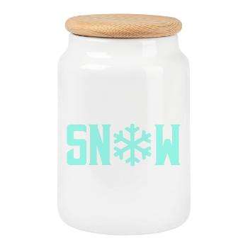 SNOW Snow Crystal - Cookie Jar with Wooden Lid - white - Front