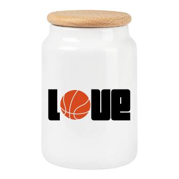 Basketball / Basketball / Basktet-Ball / Sports - Cookie Jar with Wooden Lid - white - Front