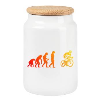 I love road bikes, cool design for racing bikes - Cookie Jar with Wooden Lid - white - Front