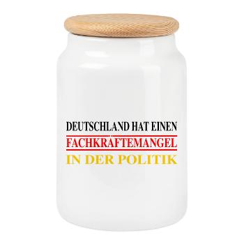 Shortage of skilled workers in politics - Cookie Jar with Wooden Lid - white - Front