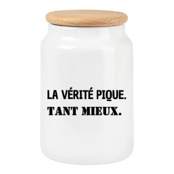 La vérité pique. Tant mieux. - Boîte à biscuits avec couvercle en bois - blanc - Devant