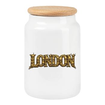 Fontaine du Crâne d’Or - Boîte à biscuits avec couvercle en bois - blanc - Devant
