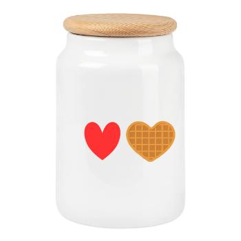 Ich liebe Waffelherz-Waffel-Frühstück - Keksdose mit Holzdeckel - Weiß - Vorne