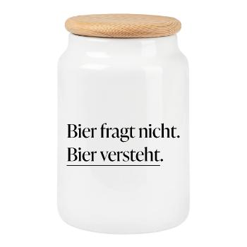 Beer understands - Cookie Jar with Wooden Lid - white - Front