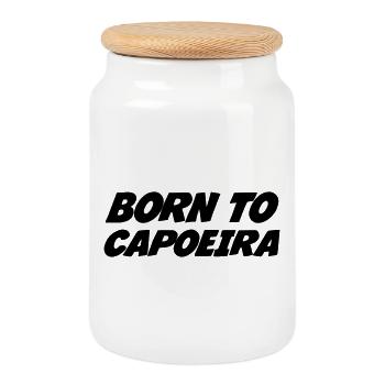Geboren für Capoeira - Keksdose mit Holzdeckel - Weiß - Vorne