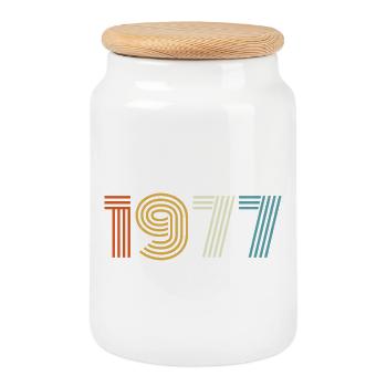 1977 Cadeau 1977 Vintage 1977 - Boîte à biscuits avec couvercle en bois - blanc - Devant
