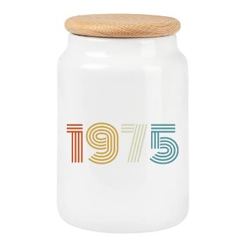 1975 Gift 1975 Vintage 1975 - Cookie Jar with Wooden Lid - white - Front