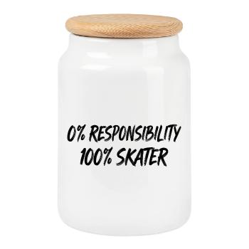 0% Responsibility 100% Skater - Cookie Jar with Wooden Lid - white - Front