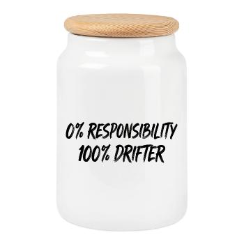 0 % Responsabilité 100 % Vagabond - Boîte à biscuits avec couvercle en bois - blanc - Devant