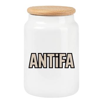 Antifa - Produits dérivés antifascistes - Boîte à biscuits avec couvercle en bois - blanc - Devant