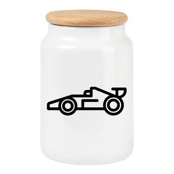 voiture de course - Boîte à biscuits avec couvercle en bois - blanc - Devant