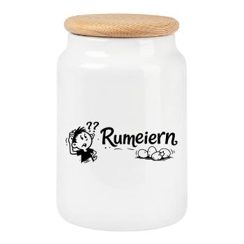 Grondement - Boîte à biscuits avec couvercle en bois - blanc - Devant