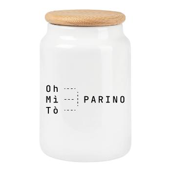 OH MÌ TÒ le t-shirt Parino - Boîte à biscuits avec couvercle en bois - blanc - Devant