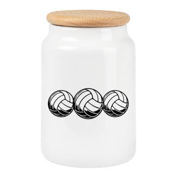 Équipe de volley-ball - Boîte à biscuits avec couvercle en bois - blanc - Devant