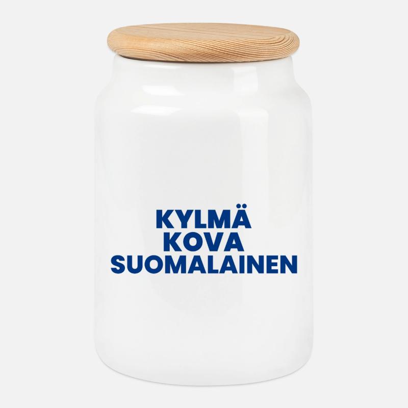 COLD HARD FINNISH v2 - Keksdose mit Holzdeckel - Weiß