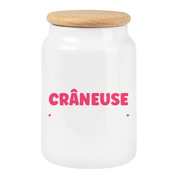 Crane - Cookie Jar with Wooden Lid - white - Front