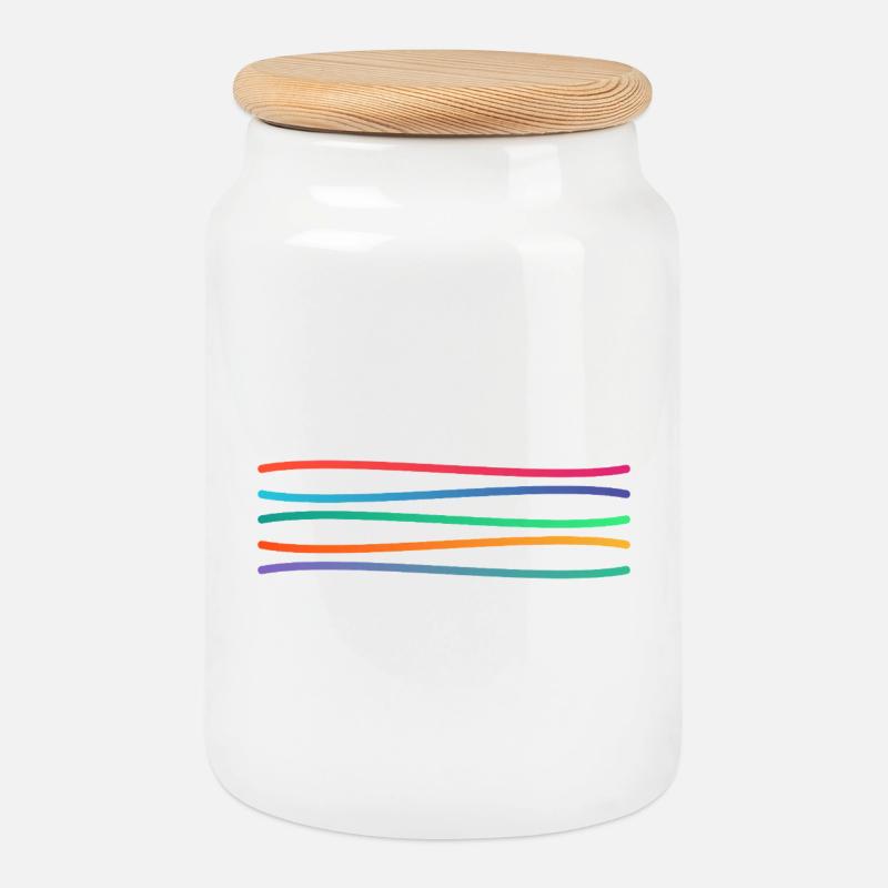 Regenbogen Linienkunst - Keksdose mit Holzdeckel - Weiß
