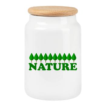 Nature - Boîte à biscuits avec couvercle en bois - blanc - Devant