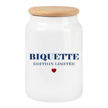 Biquette Limited Edition - Keksdose mit Holzdeckel - Weiß - Vorne
