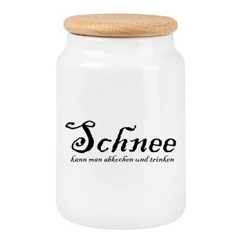 Schnee kann man abkochen und trinken - Keksdose mit Holzdeckel - Weiß - Vorne
