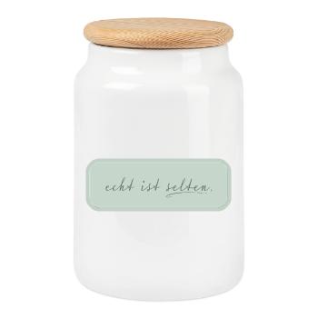real is rare – minimalist typography - Cookie Jar with Wooden Lid - white - Front