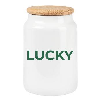 Lucky By Default - Cookie Jar with Wooden Lid - white - Front