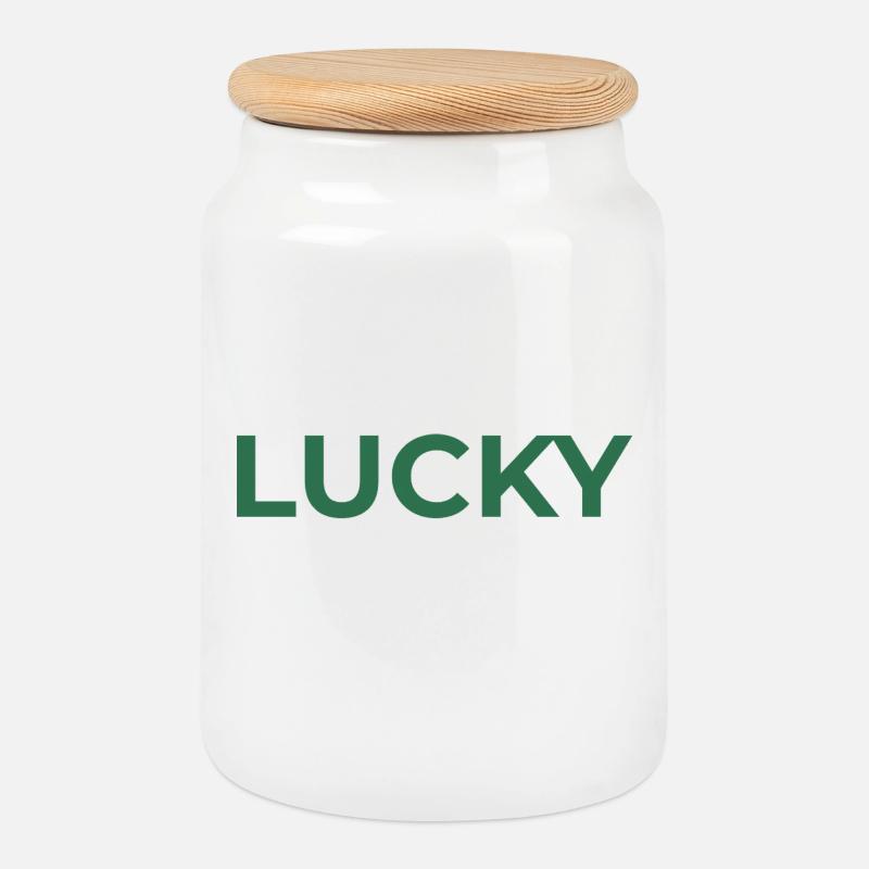 Lucky By Default - Keksdose mit Holzdeckel - Weiß