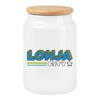 Lohja City Retro Neon - Keksdose mit Holzdeckel - Weiß - Vorne