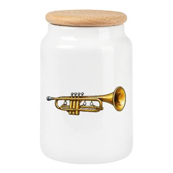 Jazz Trompette d’Or - Boîte à biscuits avec couvercle en bois - blanc - Devant