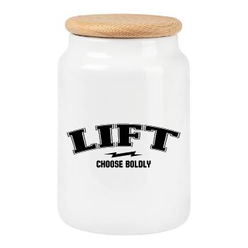 Varsity Arch - Lift Dept - Cookie Jar with Wooden Lid - white - Front