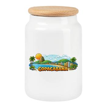 Panorama de la plage de Copacabana - Boîte à biscuits avec couvercle en bois - blanc - Devant