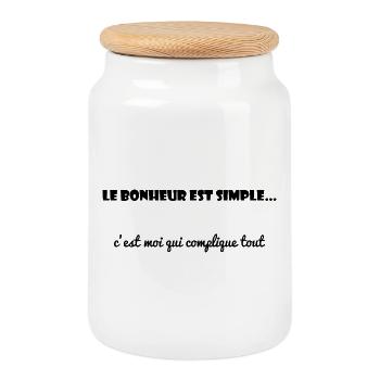 BONHEUR. AMOUREUX. AMOUR. JE T'AIME. COUPLE. AMOUR - Boîte à biscuits avec couvercle en bois - blanc - Devant