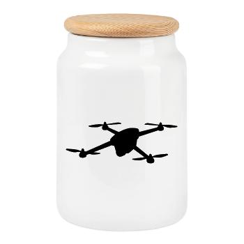 Pilote de drone drôle Pilote de dessin animé Hobby - Boîte à biscuits avec couvercle en bois - blanc - Devant