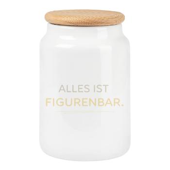 Tout est de l’art typographique de bar de figurines - Boîte à biscuits avec couvercle en bois - blanc - Devant