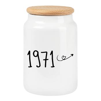 1971 Anniversaire 1971 Retro 1971 - Boîte à biscuits avec couvercle en bois - blanc - Devant