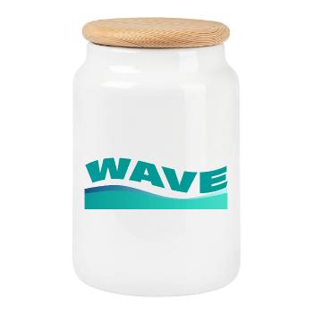 WAVE - Keksdose mit Holzdeckel - Weiß - Vorne