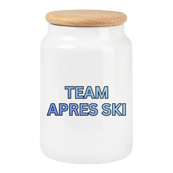 Team Après Ski Gradient - Keksdose mit Holzdeckel - Weiß - Vorne