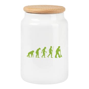 Evolution - vom Urmensch zum Gartenfreund - Keksdose mit Holzdeckel - Weiß - Vorne